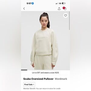 lululemon athletica Cream Scuba Oversized Pullover